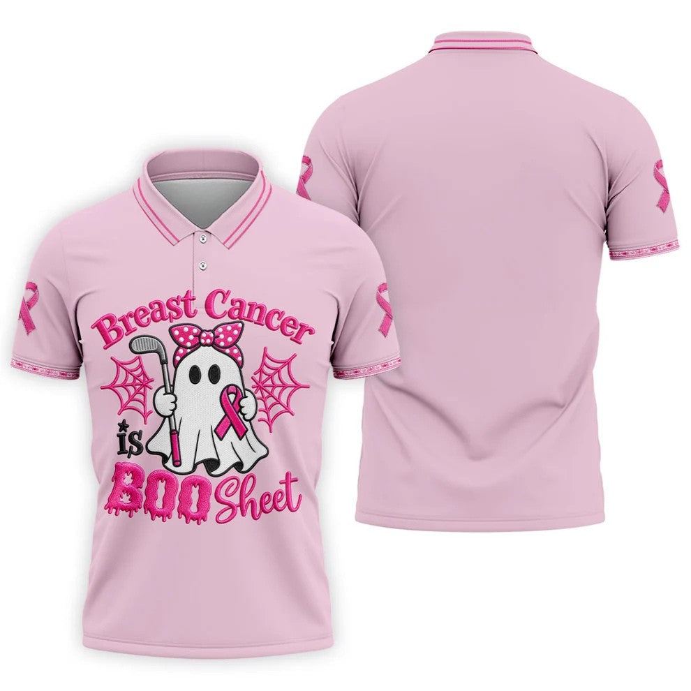 Breast Cancer Is Boo Sheet Ghost Polo Shirt, Men's Golf Shirt, Printed Golf Shirts