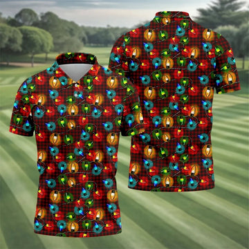 Colorful Christmas Light Plaid Men's Golf Polo Shirts, Christmas Golf Shirt, Polo Shirts For Men