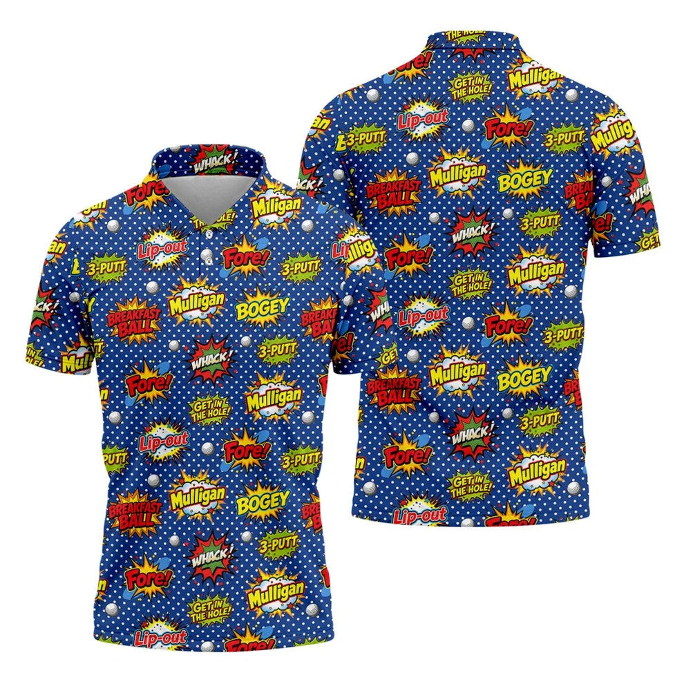 Funny Comic Pop Art Golf Shirt, Hawaiian Golf Shirt, Golf Shirts For Men