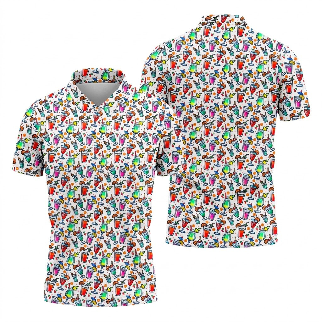 Refreshing Summer Cocktails Cinco De Mayo Celebration Fiesta Themed Golf Shirts For Men
