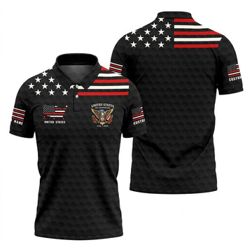 250th Anniversary Bald Eagle And Roses Black Golf Shirt, Patriotic 4th Of July Golf Shirts For Men