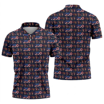 Funny Bigfoot Golf Pose Patriotic 4th Of July Black Golf Shirt, 250 Years Golf Shirts For Men
