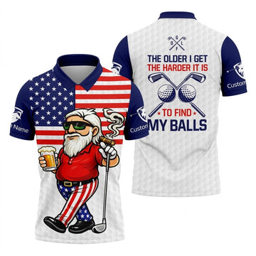 The Older I Get The Harder It Is To Find My Balls Golf And Beer 250 Years Patriotic 4th Of July Golf Shirts For Men