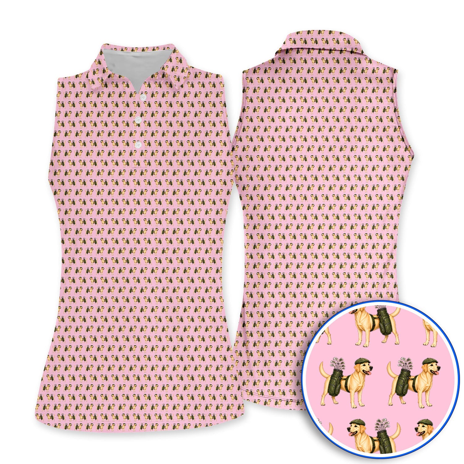 Funny Labrador Retriever Pattern Golf Shirt, Cute Yellow Lab Golf Polos For Pet Lover, Unique Golf Gift For Golfer