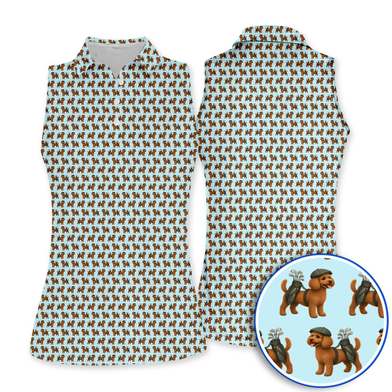 Funny Dog Pattern Golf Shirt, Poodle Golf Polos, Golf Gift For Golfer