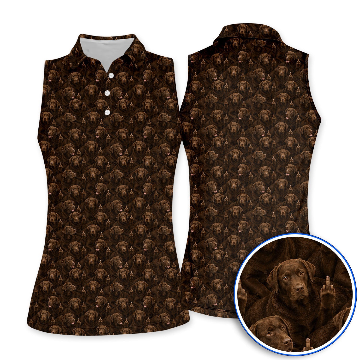 Funny Labrador Golf Polos, Lab Dog Pattern Golf Shirt, Crazy Golf Gift For Golfer