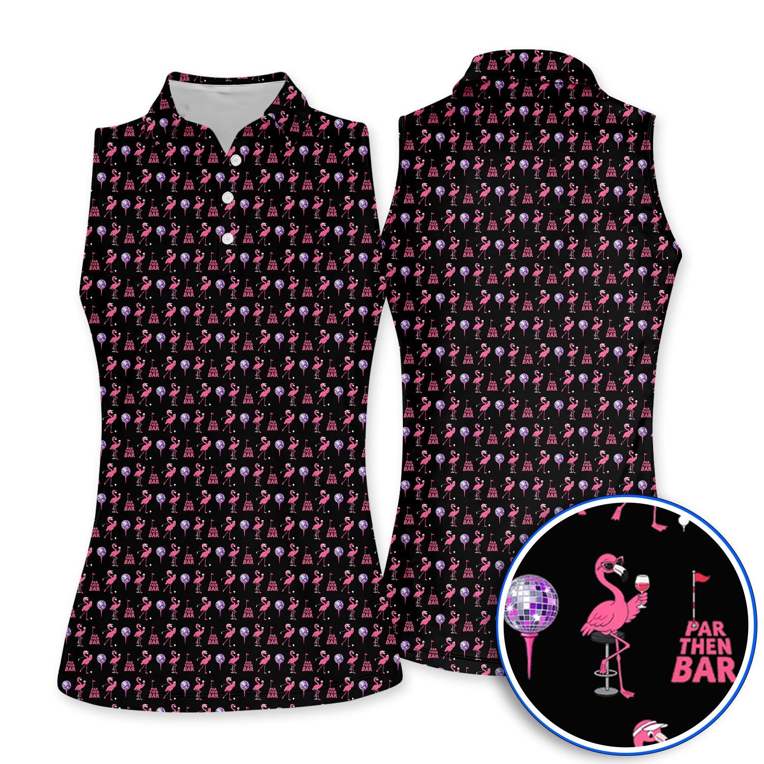 Funny Tropical Flamingo Pattern Golf Shirt, Pink Flamingo Bird Golf Polos, Unique Summer Golf Gift For Golfer