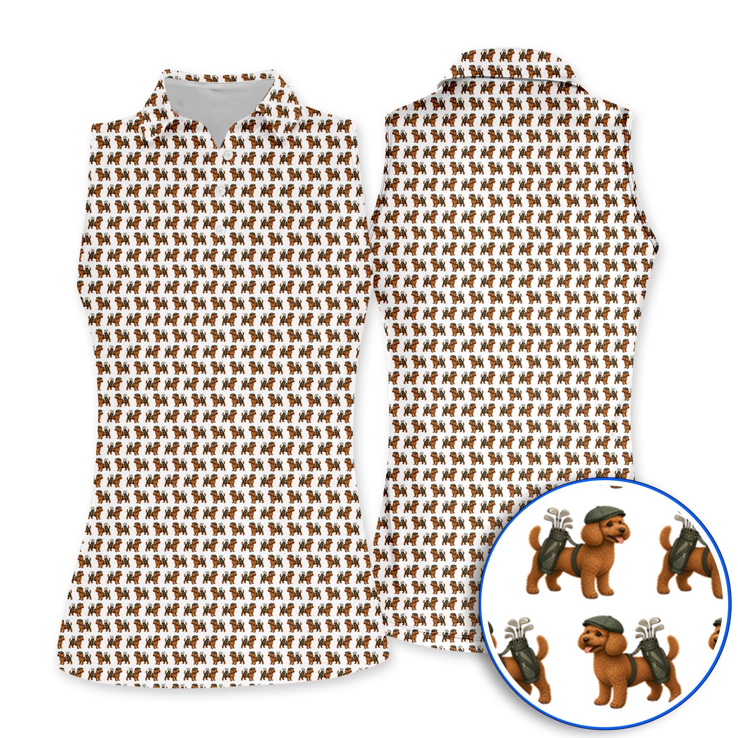Funny Dog Pattern Golf Shirt, Poodle Golf Polos, Golf Gift For Golfer