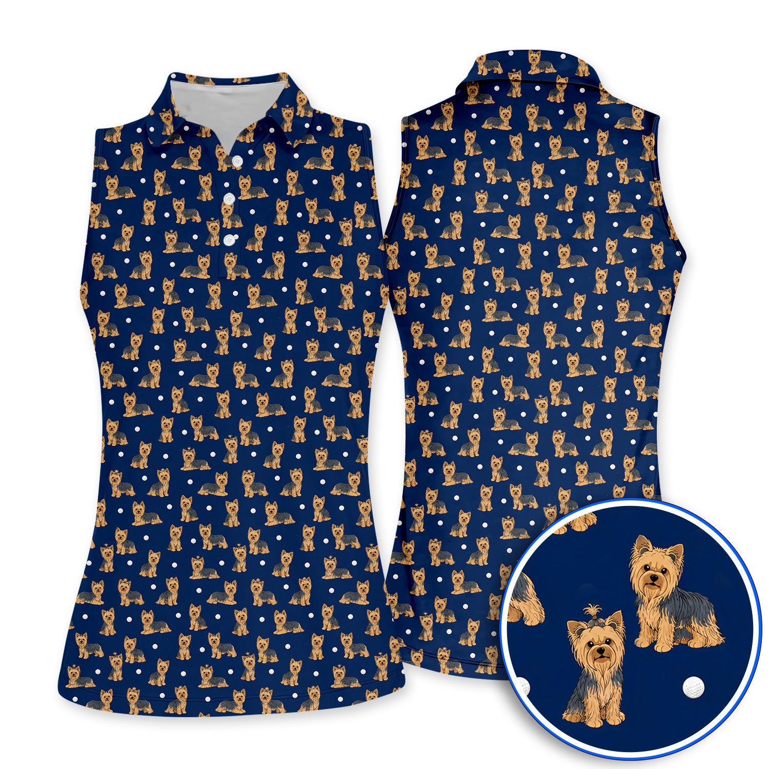 Yorkshire Terrier Golf Polos, Cute Yorkie Pattern Golf Shirt, Dog Lover Golf Gift