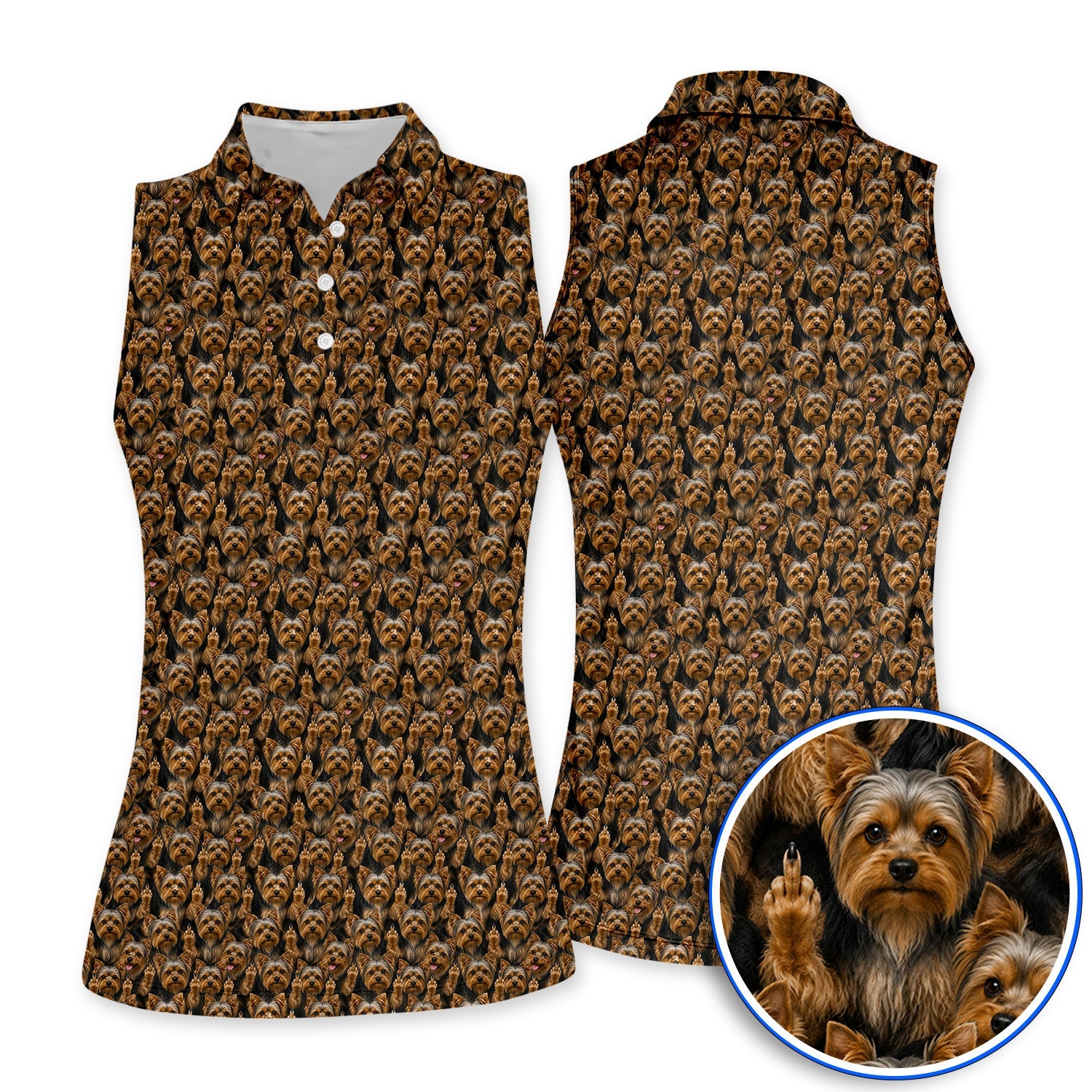 Yorkshire Terrier Golf Polos, Funny Yorkie Pattern Golf Shirt, Golf Gift For Dog Lovers