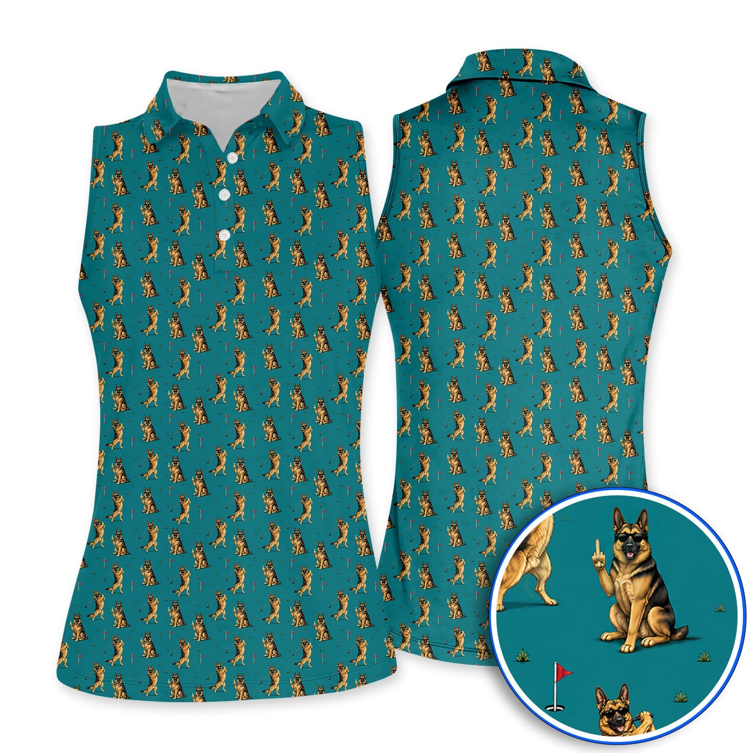 Funny German Shepherd Golf Shirt, Dog Lover Pattern Golf Polos, Golf Gift For Golfer