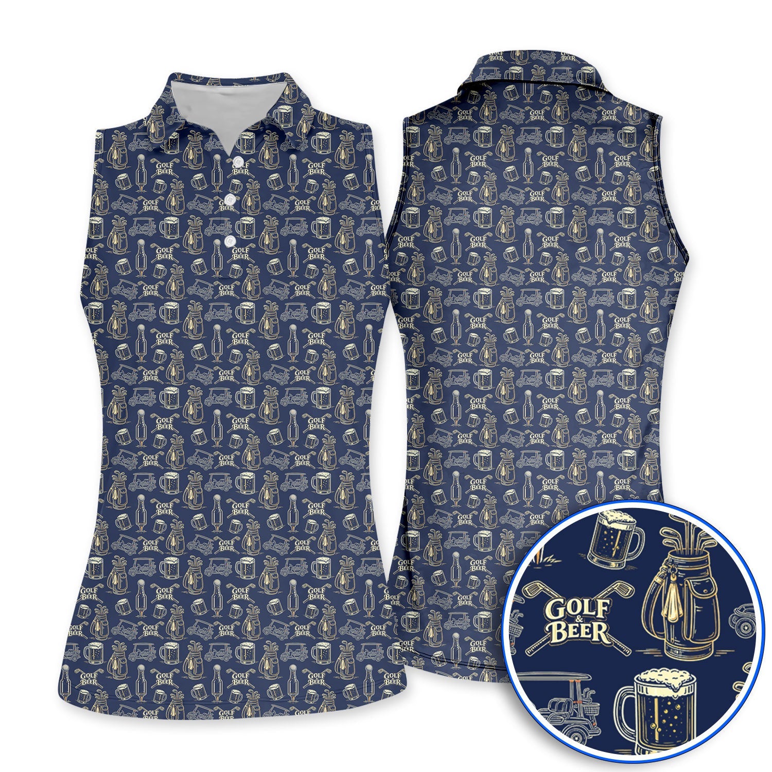Golf And Beer Pattern Polos, Crazy Golf Shirt For Golfer, Men Golf Gift