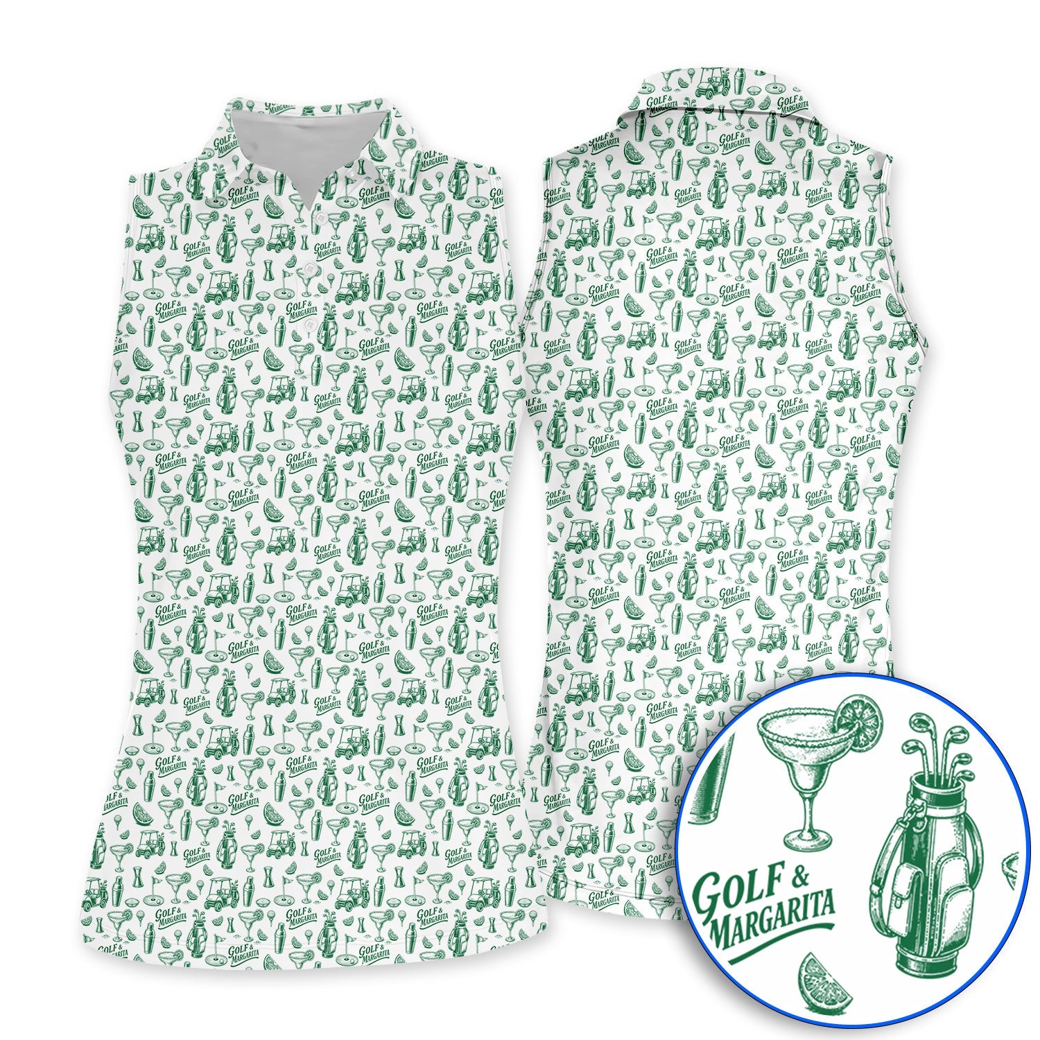 Golf & Margarita Pattern Golf Polos , Margarita Lover Golf Shirt, Funny Golf Gift For Golfer