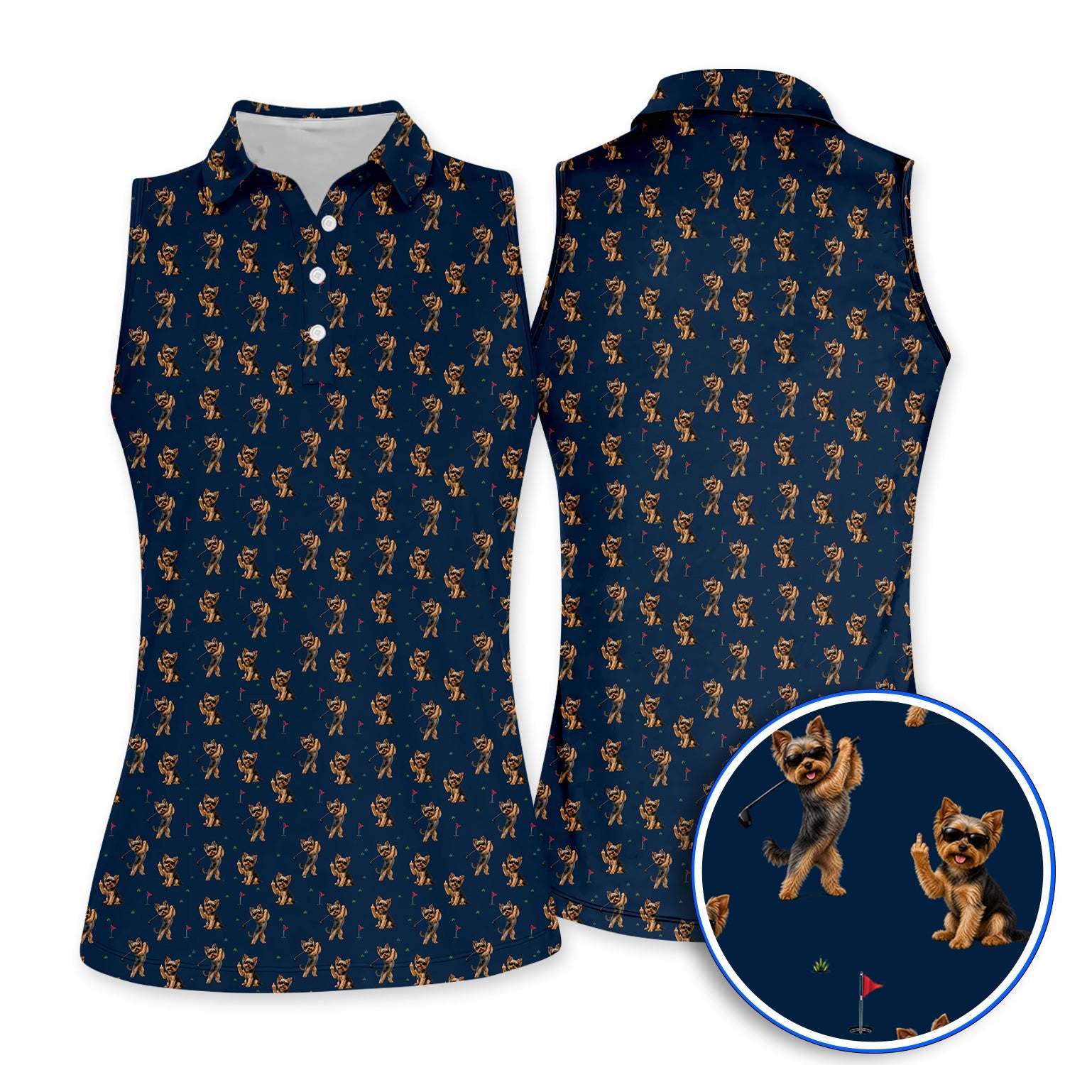 Funny Yorkshire Terrier Golf Polos, Cool Yorkie Pattern Golf Shirt, Gift For Golf Lovers