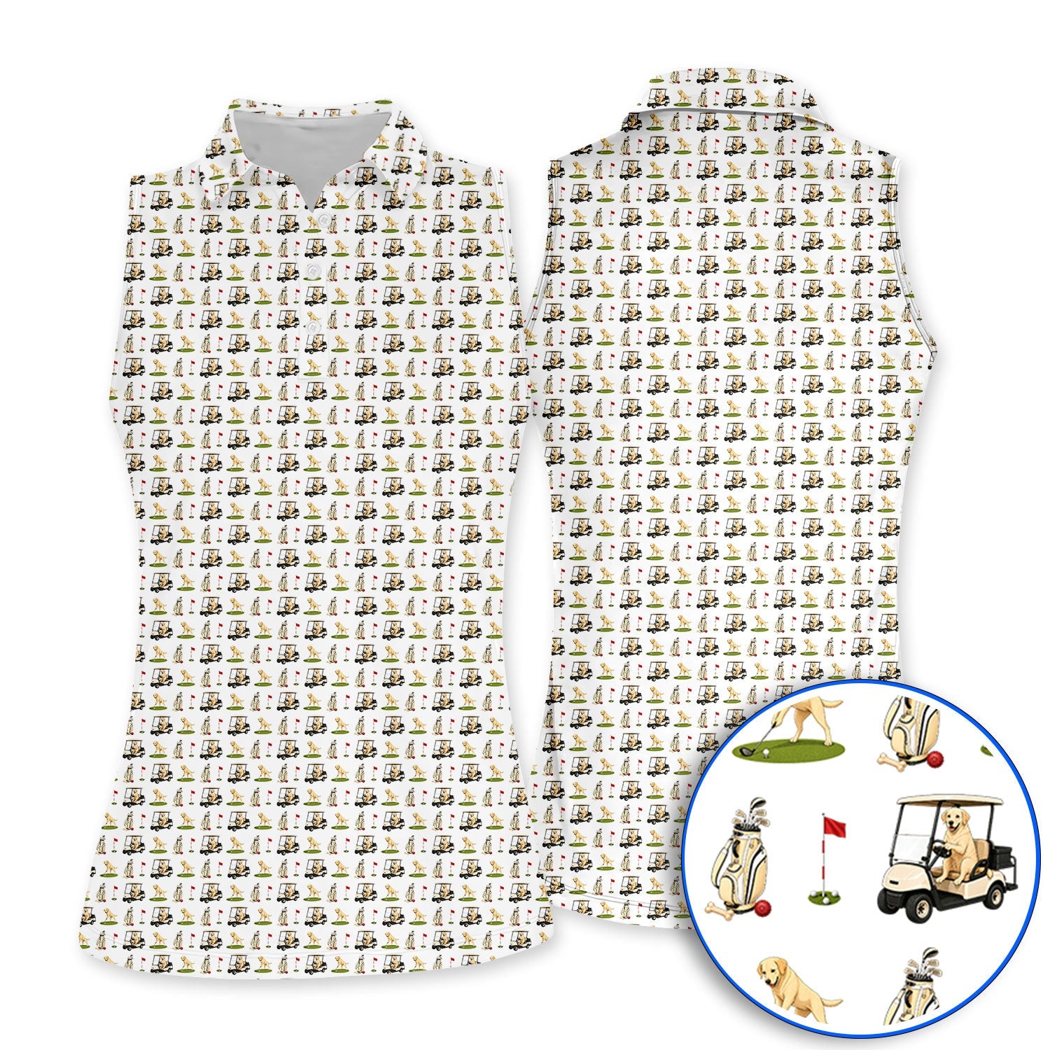 Funny Labrador Pattern Golf Shirt, Labrador Driving Golf Cart Polos, Unique Dog Lover Gift For Golfer