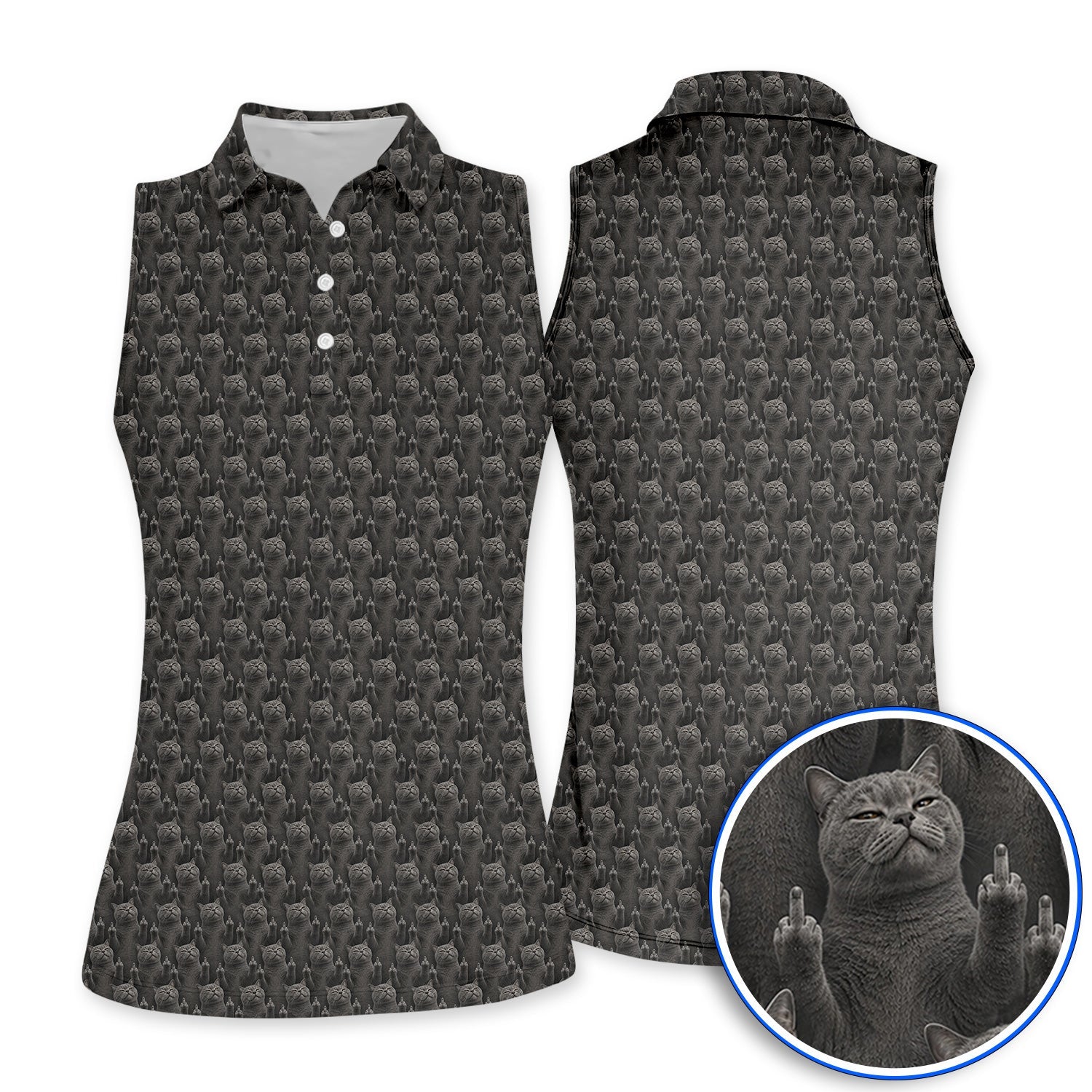 Cat Pattern Golf Polos, Funny Cats Golf Shirt, Cat Lover Golf Shirts