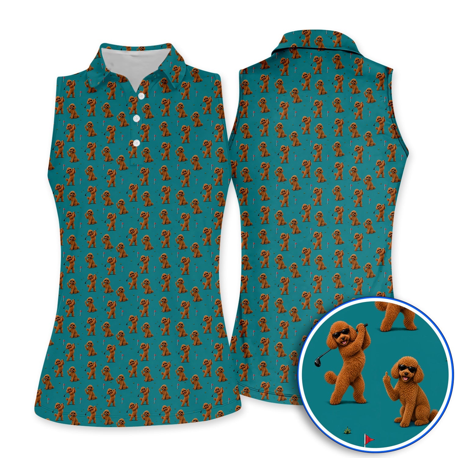 Funny Poodle Pattern Golf Polos, Cool Poodle Dog Golf Shirt, Perfect Golf Gift For Golfer