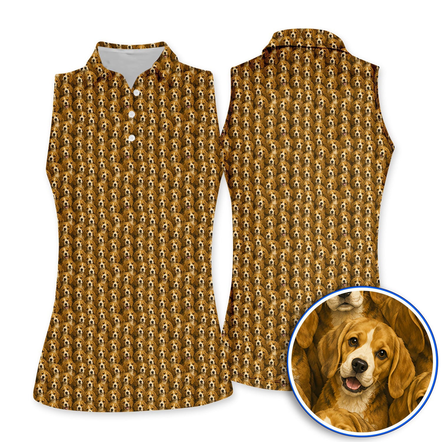 Beagle Pattern Golf Shirt, Beagle Dog Golf Polos, Funny Golf Gift For Golfer