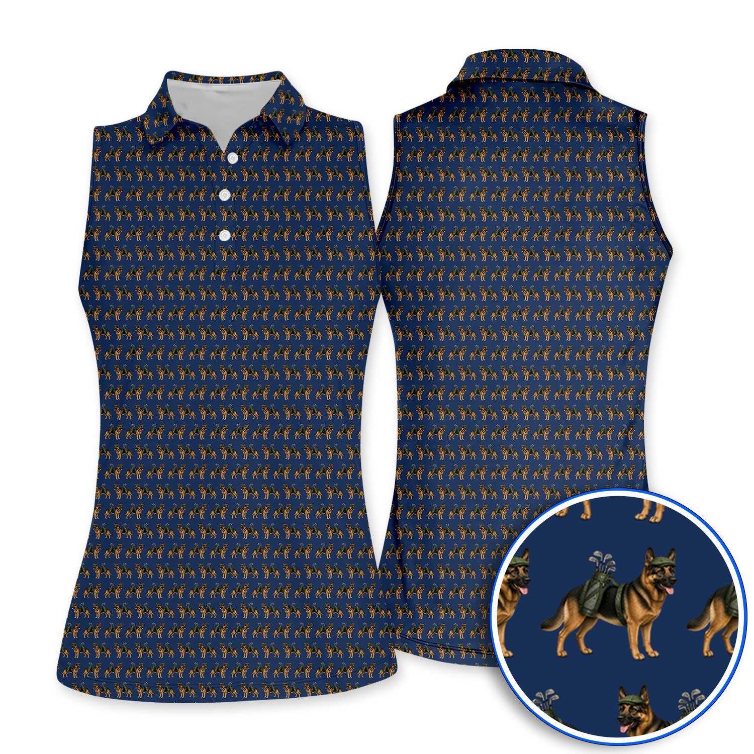 German Shepherd Golf Polos, Dog Lover Pattern Golf Shirt, Funny Golfer Dog Gift
