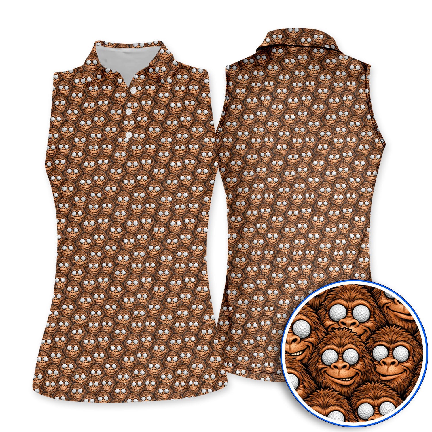 Crazy Bigfoot Pattern Golf Polos, Sasquatch Golf Shirt For Golfer, Funny Golf Gift For Men