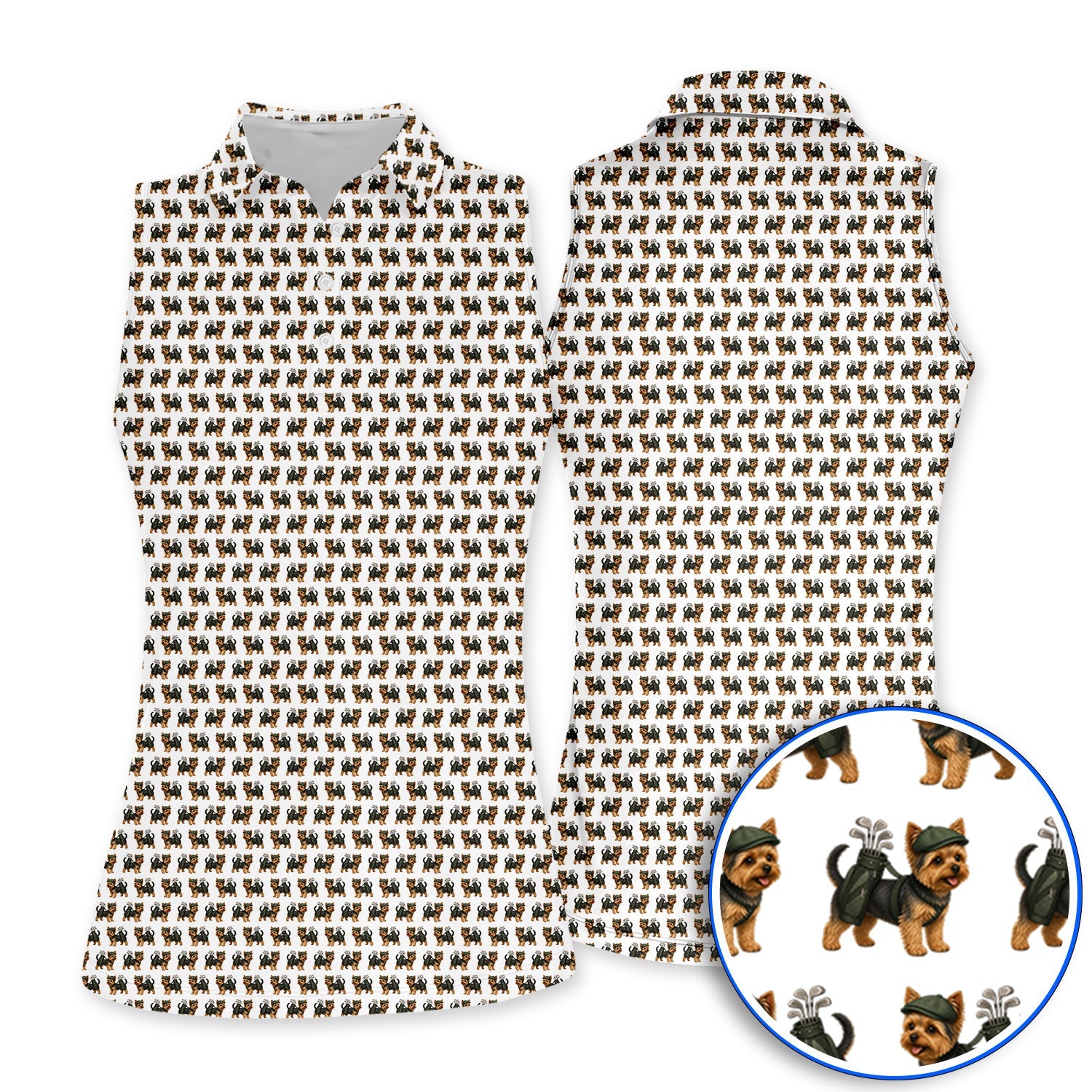 Yorkie Golf Pattern Golf Polos, Yorkshire Terrier Golf Shirt, Golf Gift For Golfer