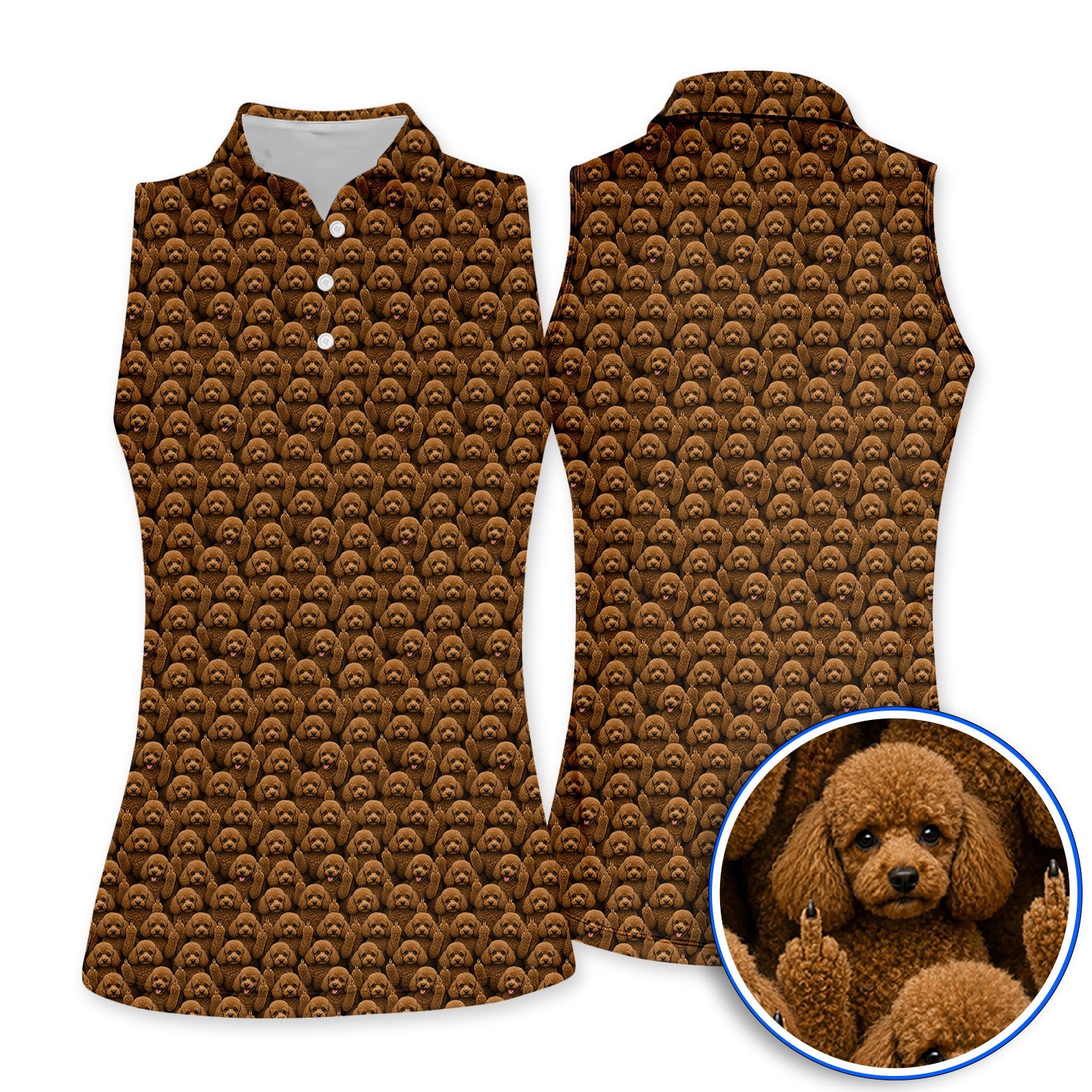 Poodle Dog Golf Polos, Funny Poodle Pattern Golf Shirt, Golf Gift For Golfer