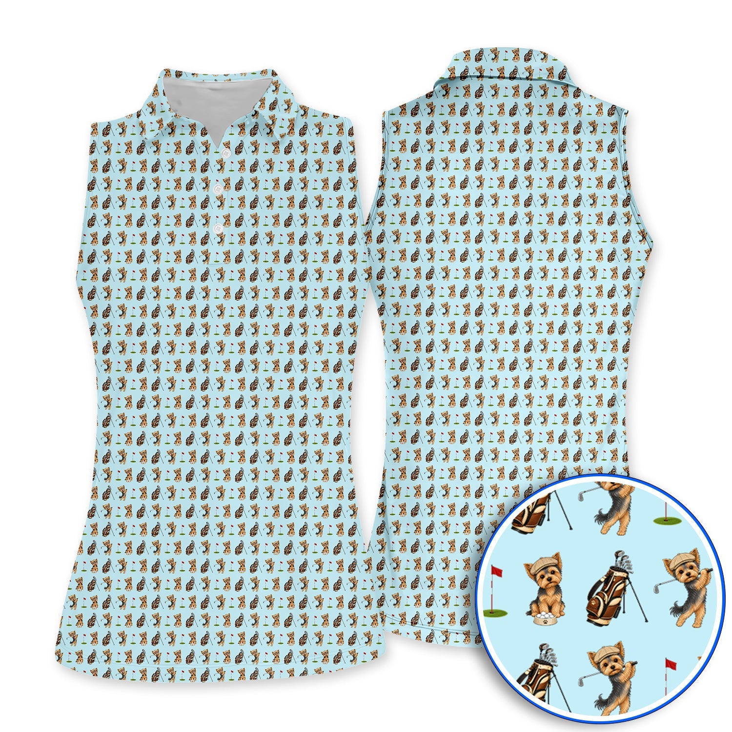 Yorkshire Terrier Golf Shirt, Cute Yorkie Pattern Golf Polos, Gift for Golf Lovers