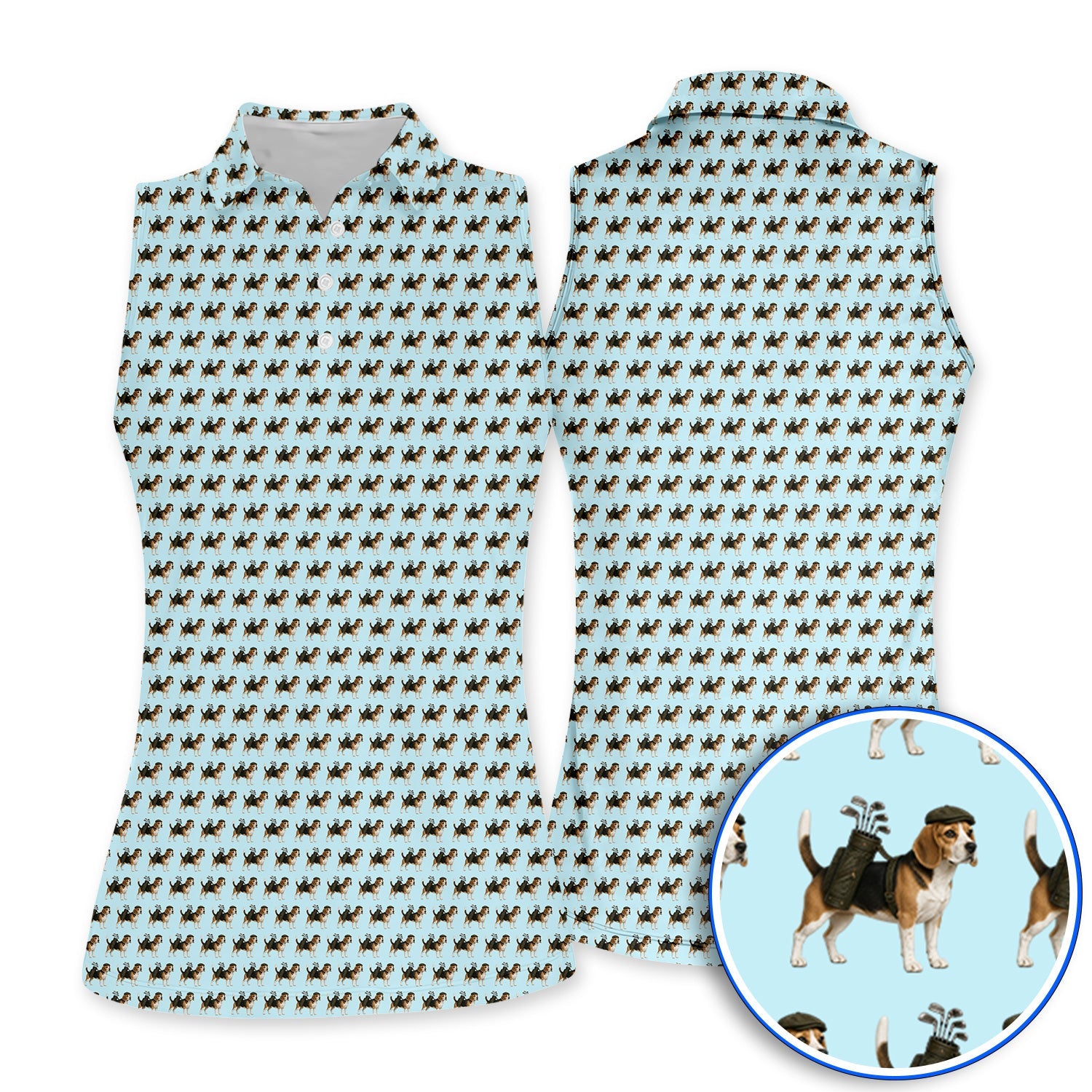 Classic Beagle Pattern Golf Polos, Beagle Dog Golf Shirt, Crazy Golf Gift For Golfer