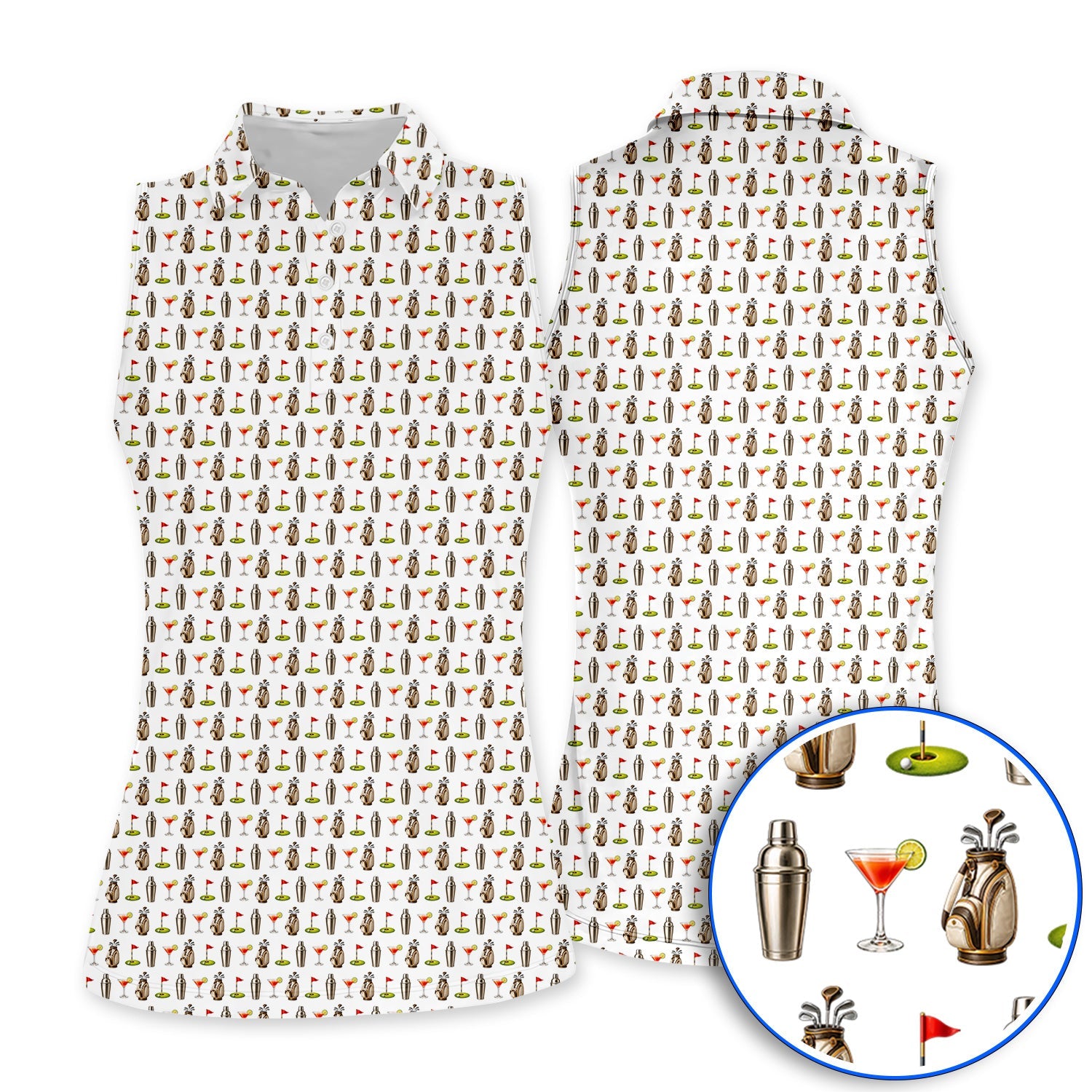 Golf & Cocktails Golf Polos, Martini Lover Golf Apparel, Funny Golf Shirt For Golfer
