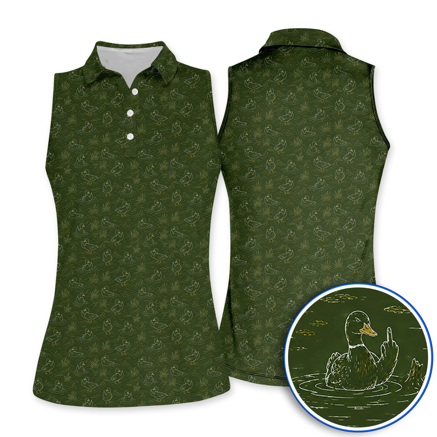 Funny Duck Hunting Golf Polos, Vintage Waterfowl Pattern Golf Shirt, Golf Gift For Golfer