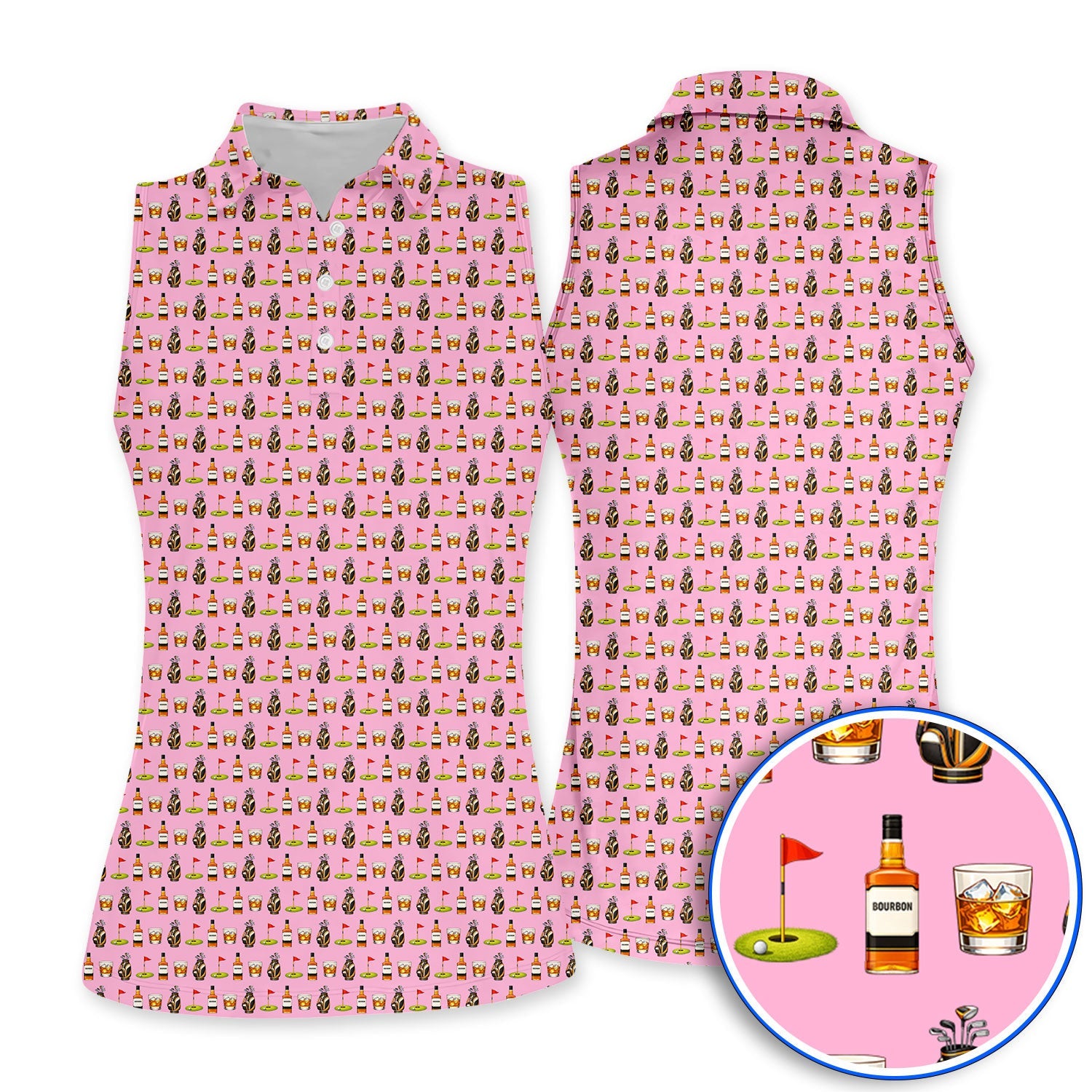 Bourbon Pattern Golf Shirt, Funny Golf Polos For Golfer, Golfer Whiskey Shirt For Golf Lovers