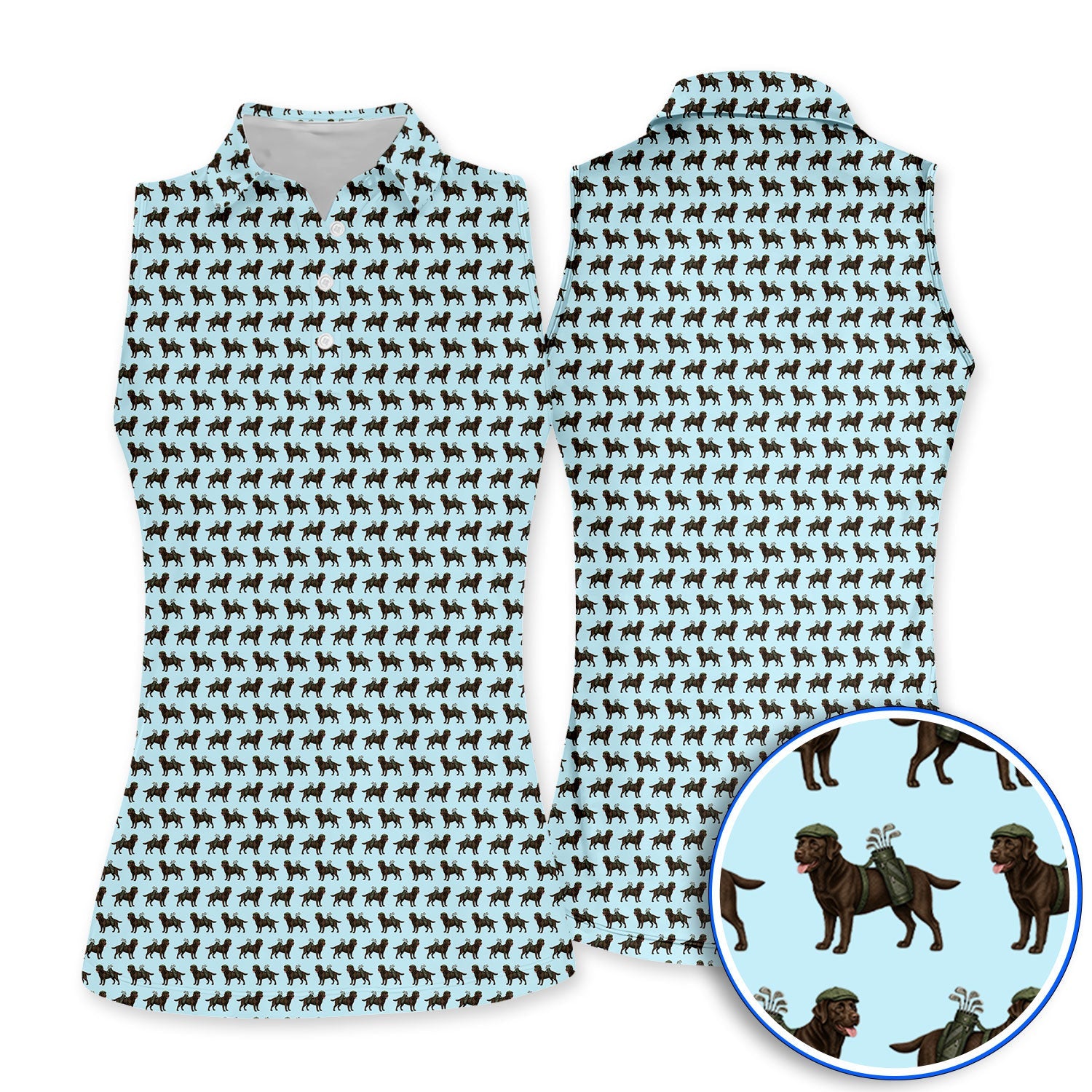 Funny Chocolate Labrador Pattern Golf Shirt, Chocolate Lab In Golf Hat Polos, Unique Dog Lover Gift For Golfer
