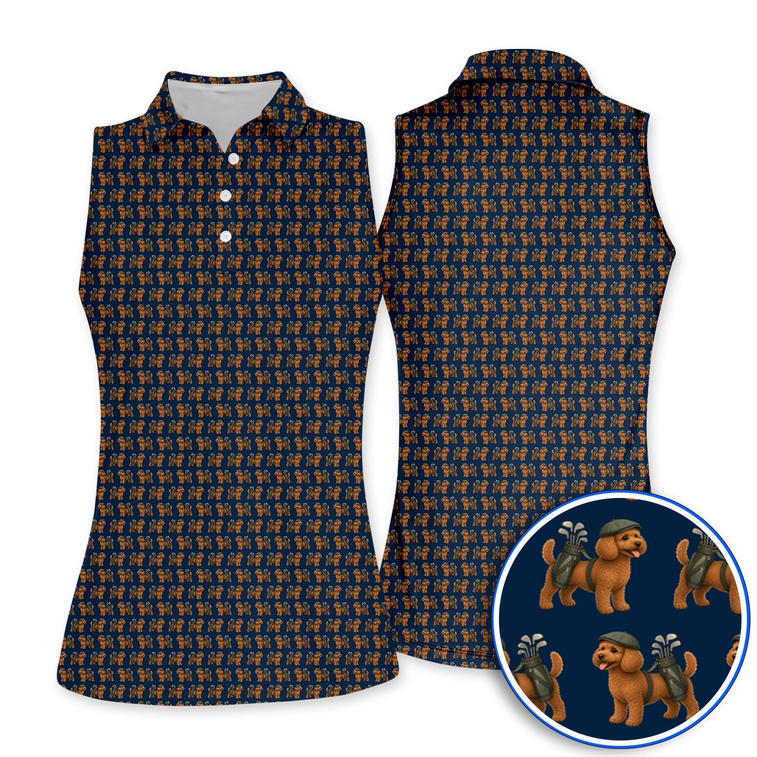 Funny Dog Pattern Golf Shirt, Poodle Golf Polos, Golf Gift For Golfer