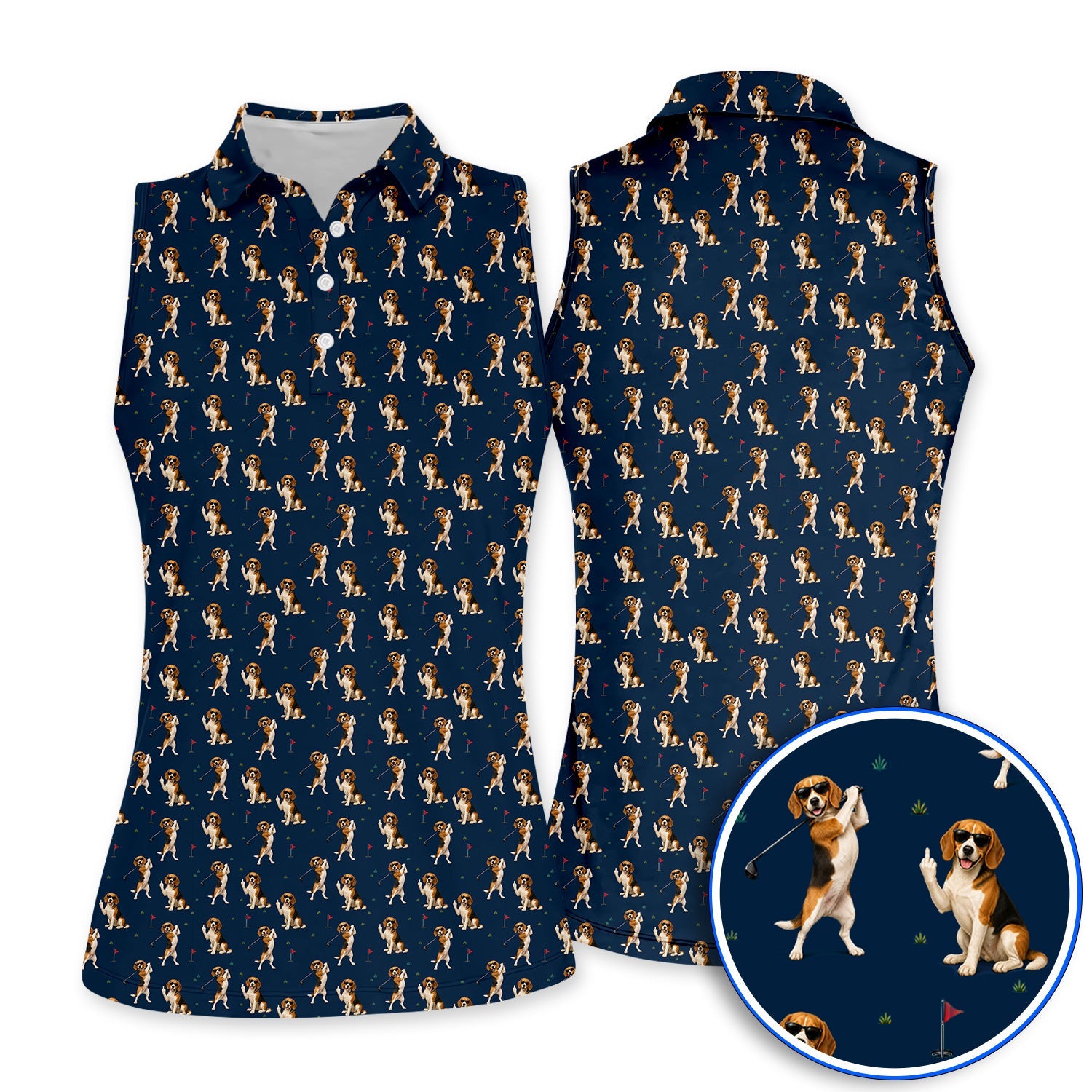 Beagle Pattern Golf Polos, Funny Beagle Golf Shirt, Dog Lover Gift For Golfer
