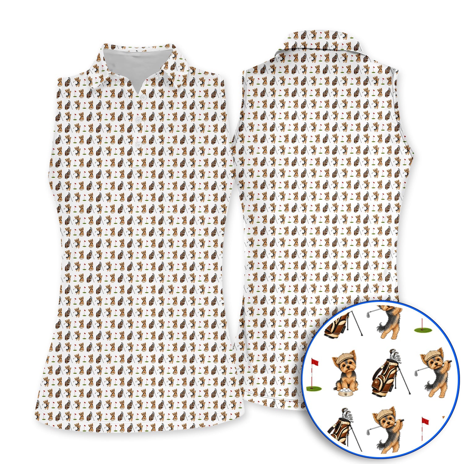 Yorkshire Terrier Golf Shirt, Cute Yorkie Pattern Golf Polos, Gift for Golf Lovers