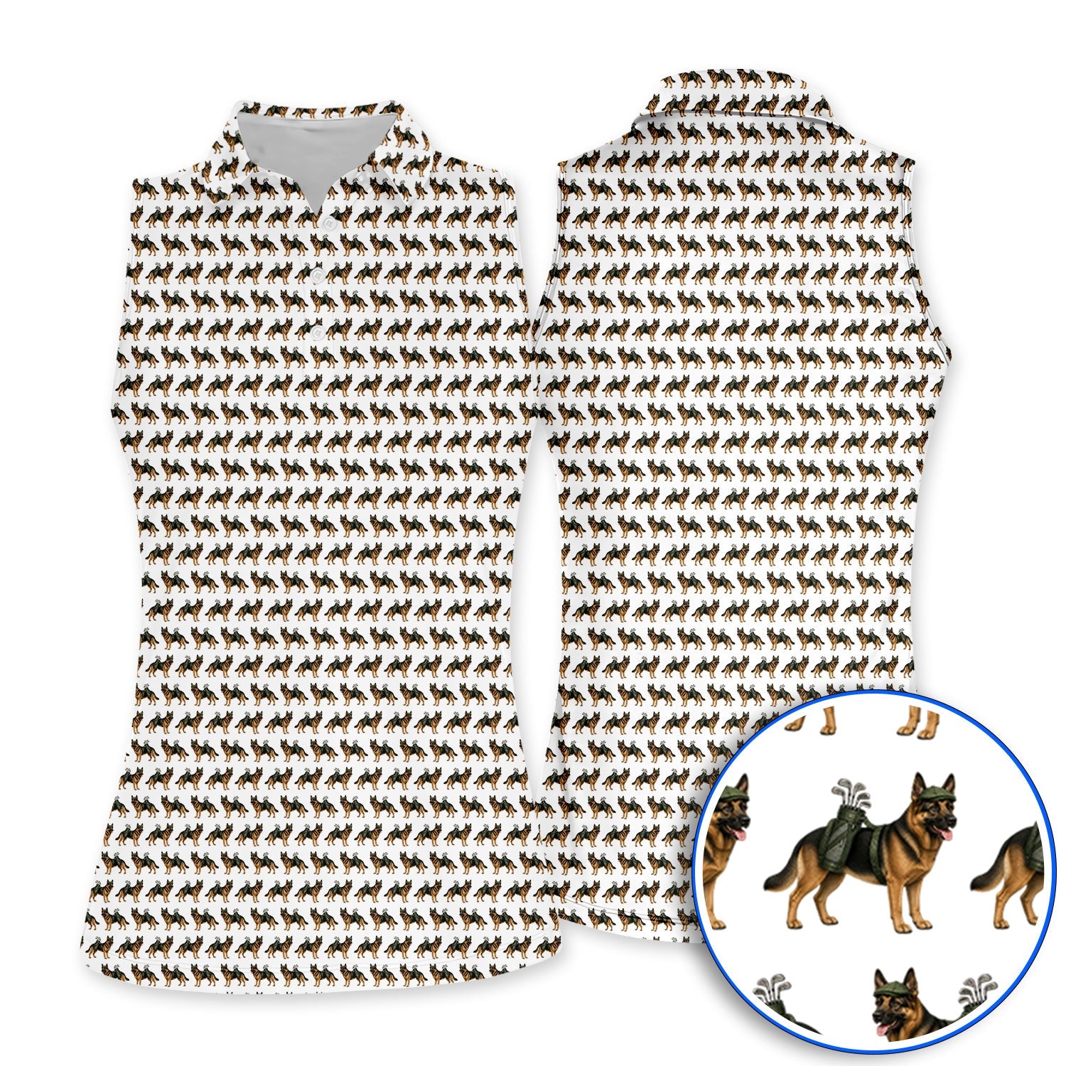 German Shepherd Golf Polos, Dog Lover Pattern Golf Shirt, Funny Golfer Dog Gift