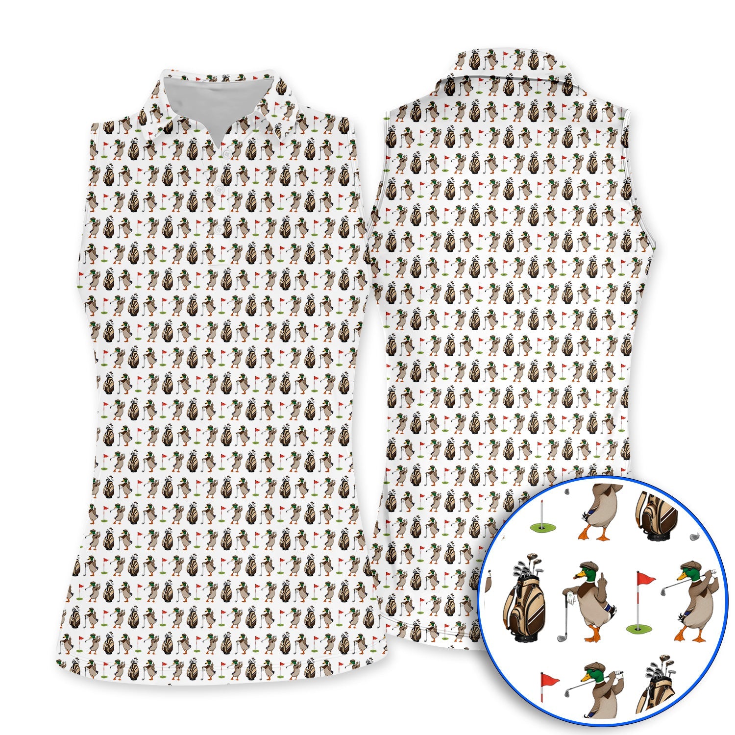 Mallard Duck Golf Shirt, Funny Waterfowl Pattern Golf Polos, Perfect Gift for Golfers & Duck Hunters