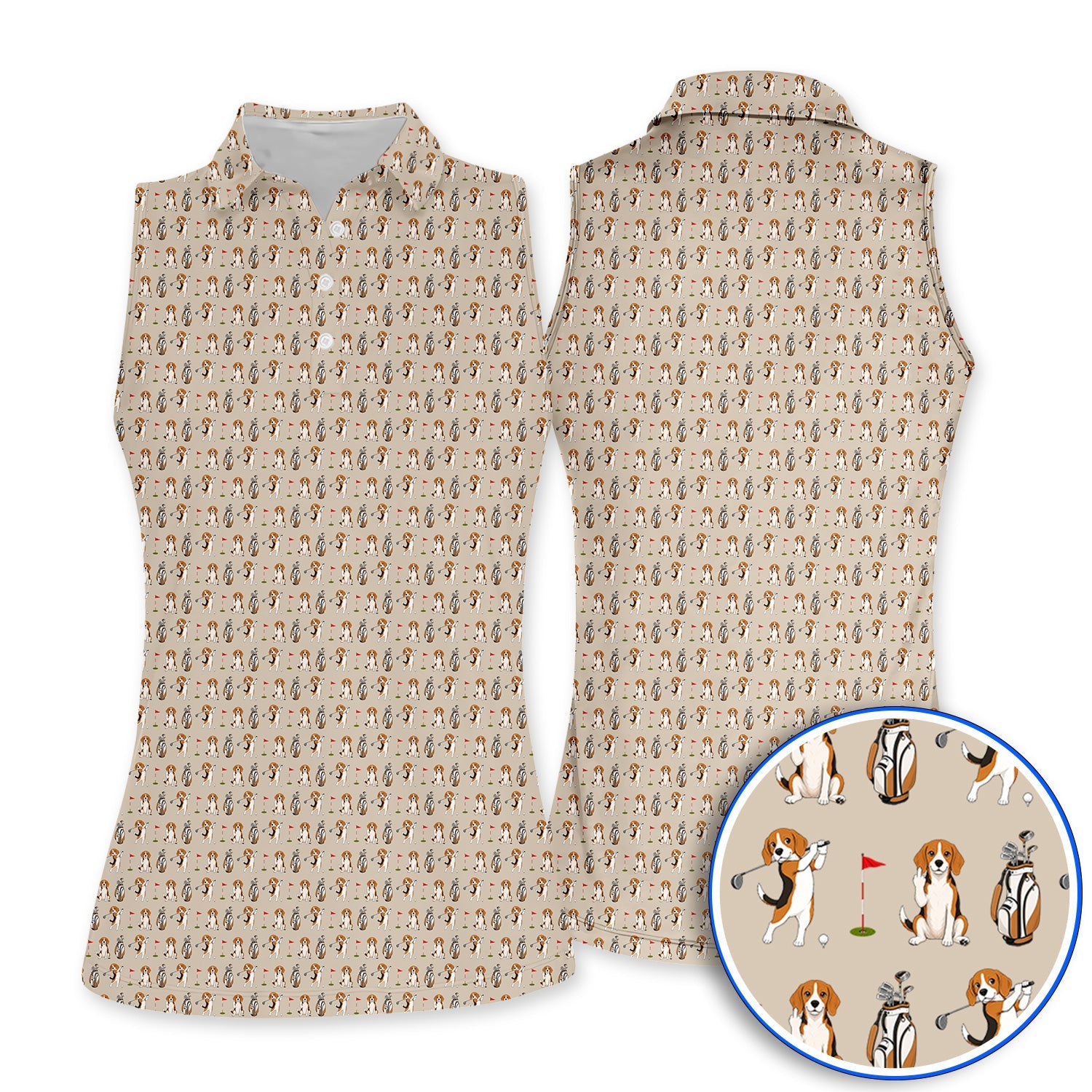 Beagle Golf Pattern Golf Polos, Hunting Dog Golf Shirt, Funny Golf Gift For Golfer