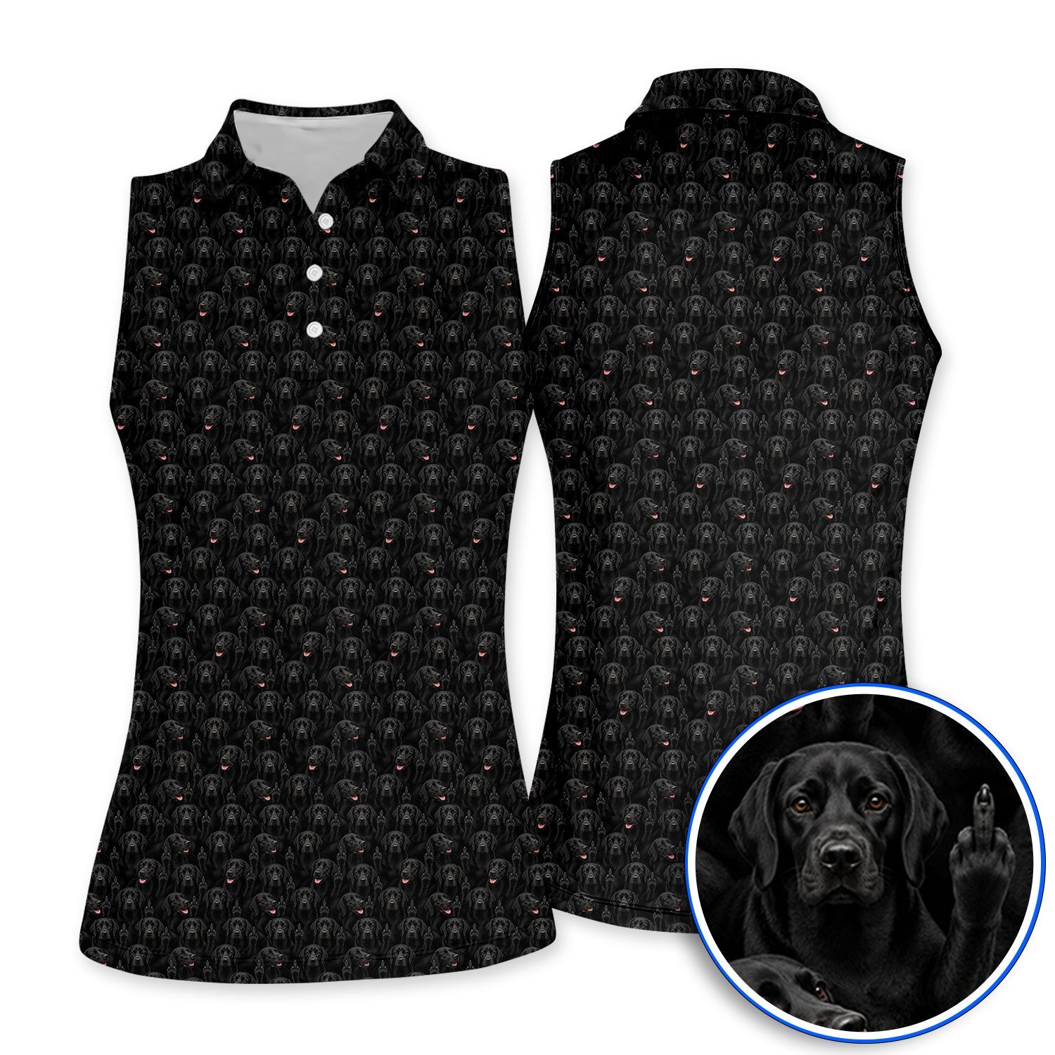 Black Labrador Middle Finger Golf Shirt, Funny Pattern Golf Shirt, Dog Lover Golf Gift