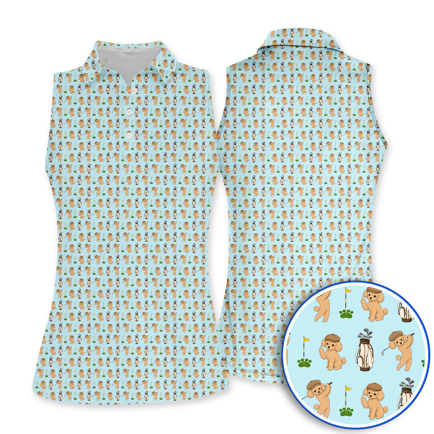 Toy Poodle Pattern Golf Polos, Funny Poodle Golf Polos, Golf Gift For Dog Lover