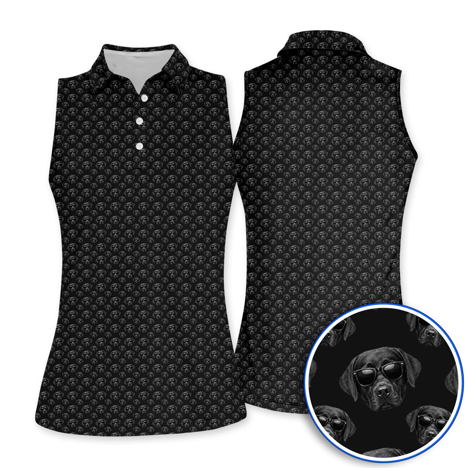 Labrador Retriever Golf Shirt, Black Lab Sunglasses Pattern Polos, Funny Golf Gift For Dog Lover
