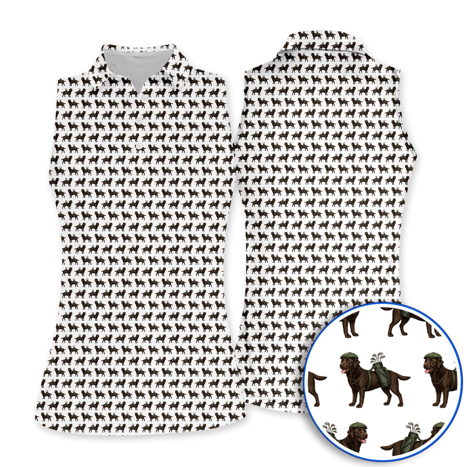 Funny Chocolate Labrador Pattern Golf Shirt, Chocolate Lab In Golf Hat Polos, Unique Dog Lover Gift For Golfer