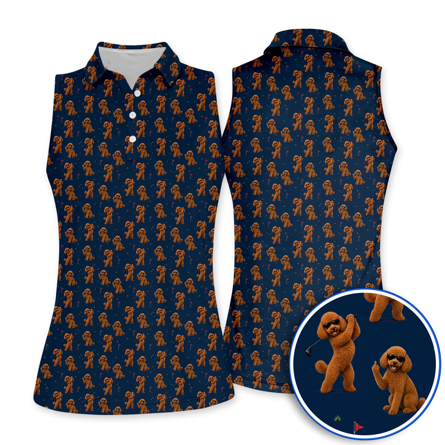 Funny Poodle Pattern Golf Polos, Cool Poodle Dog Golf Shirt, Perfect Golf Gift For Golfer