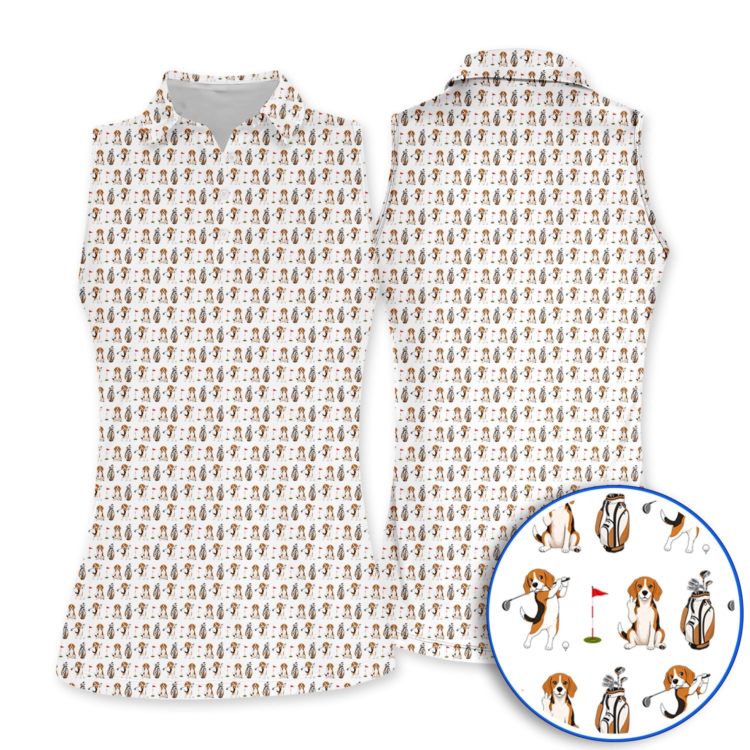 Beagle Golf Pattern Golf Polos, Hunting Dog Golf Shirt, Funny Golf Gift For Golfer