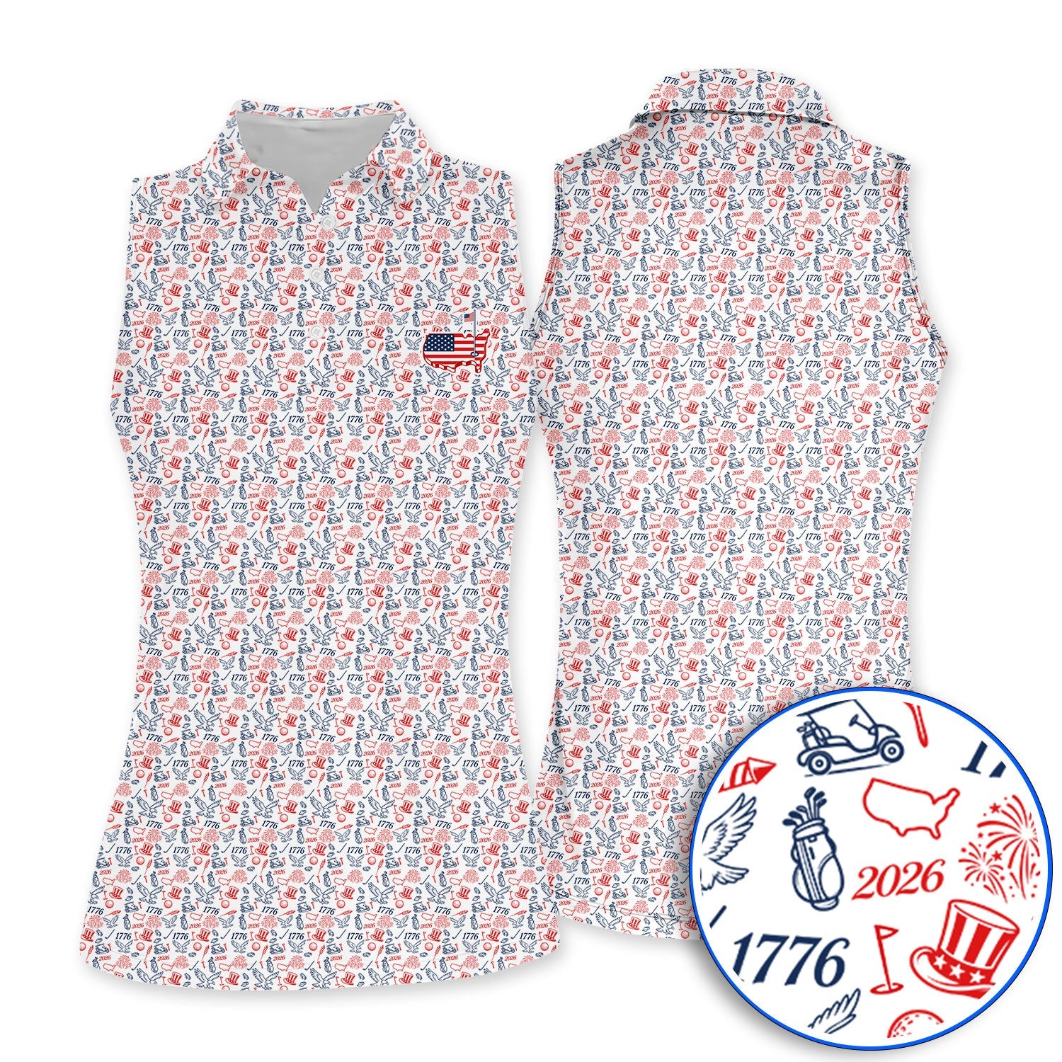 USA 250th Patriotic Pattern Golf Shirt, 1776–2026 American Golf Polos, Crazy Golf Shirts For Golfer