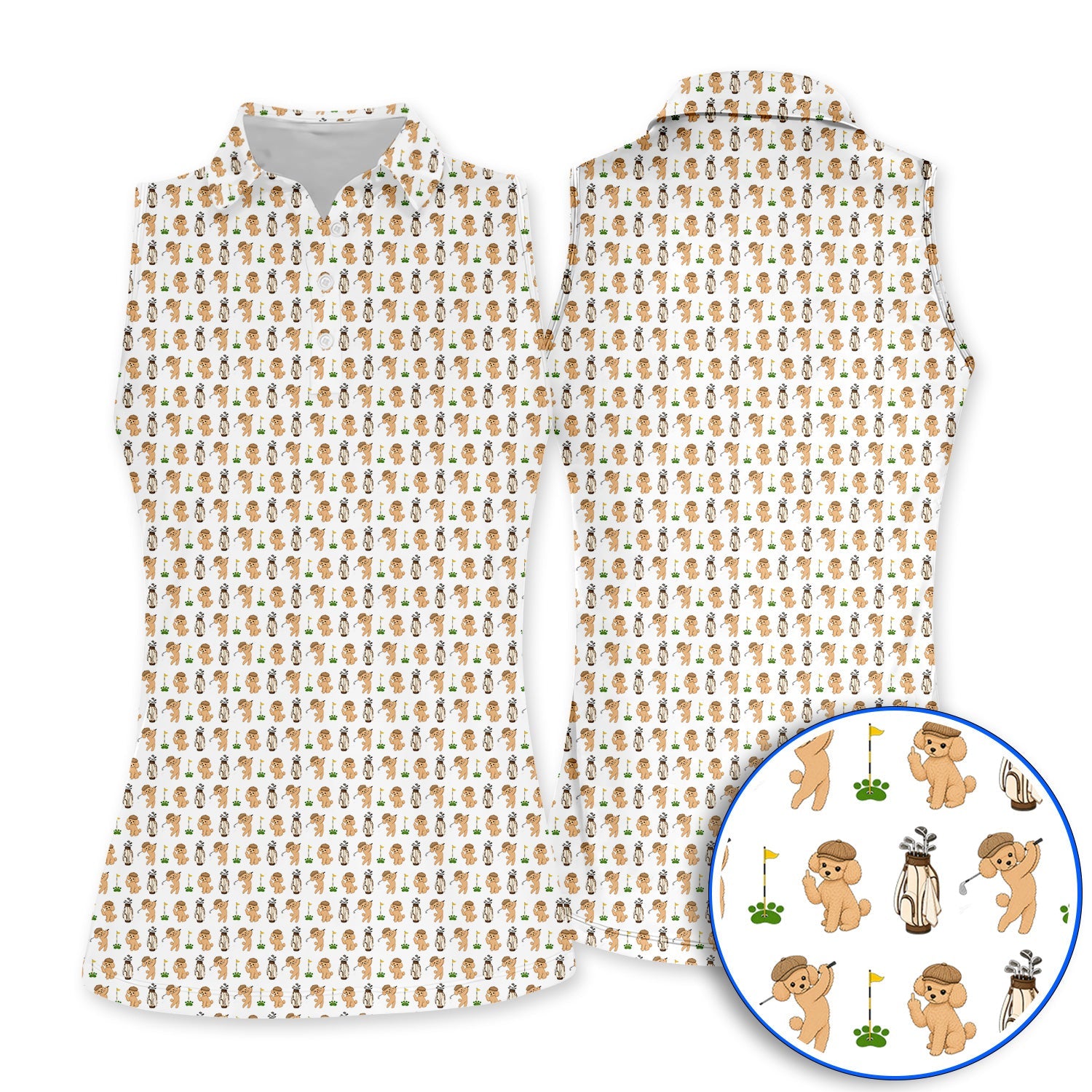 Toy Poodle Pattern Golf Polos, Funny Poodle Golf Polos, Golf Gift For Dog Lover