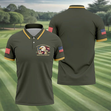 Bald Eagle American Flag 250 Years Green Golf Shirt, Patriotic 4th Of July Golf Shirts For Men