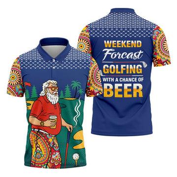 Funny Bearded Golfer Beer Lover Hawaiian Golf Shirt, Hawaiian Golf Shirt, Printed Golf Shirts