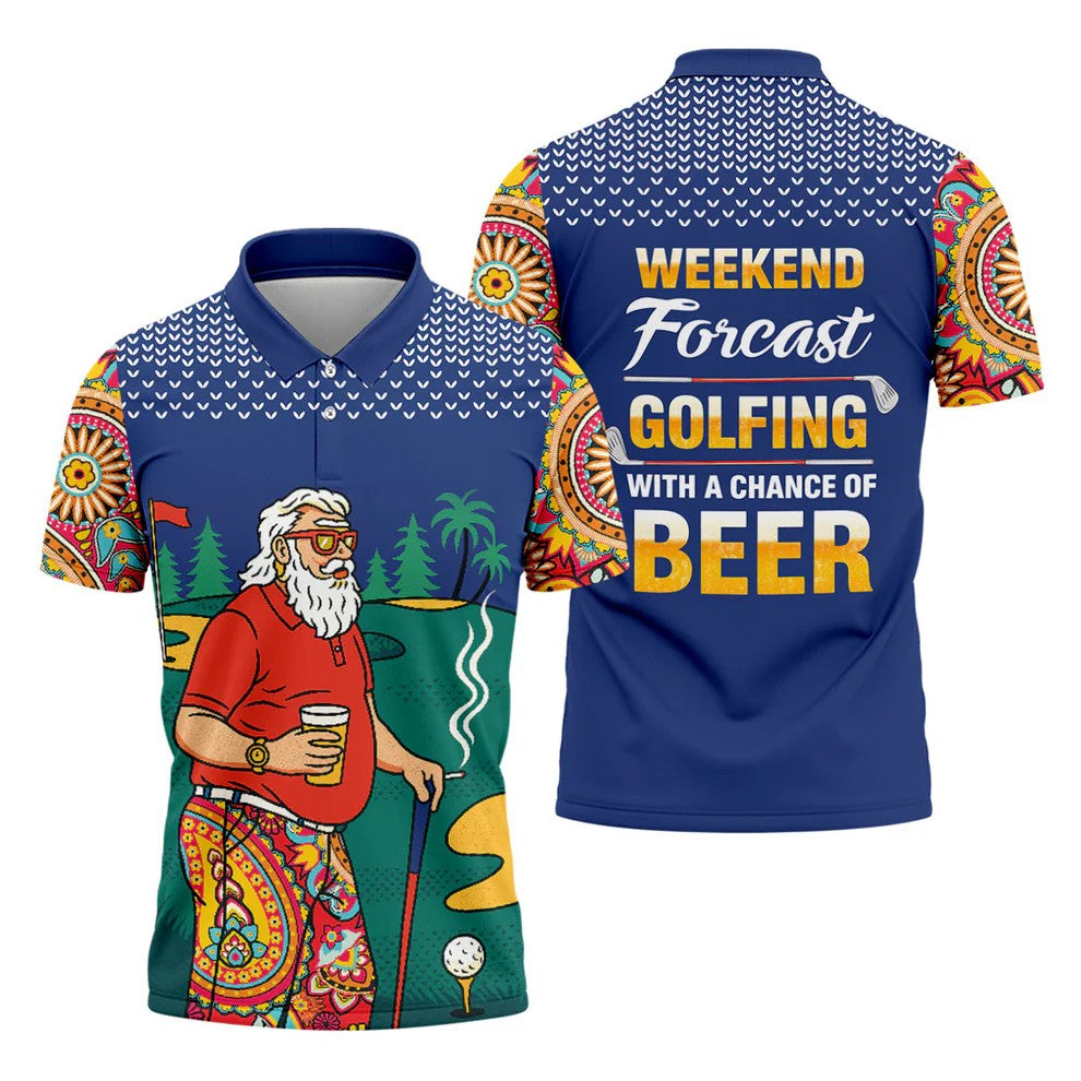 Funny Bearded Golfer Beer Lover Hawaiian Golf Shirt, Hawaiian Golf Shirt, Printed Golf Shirts