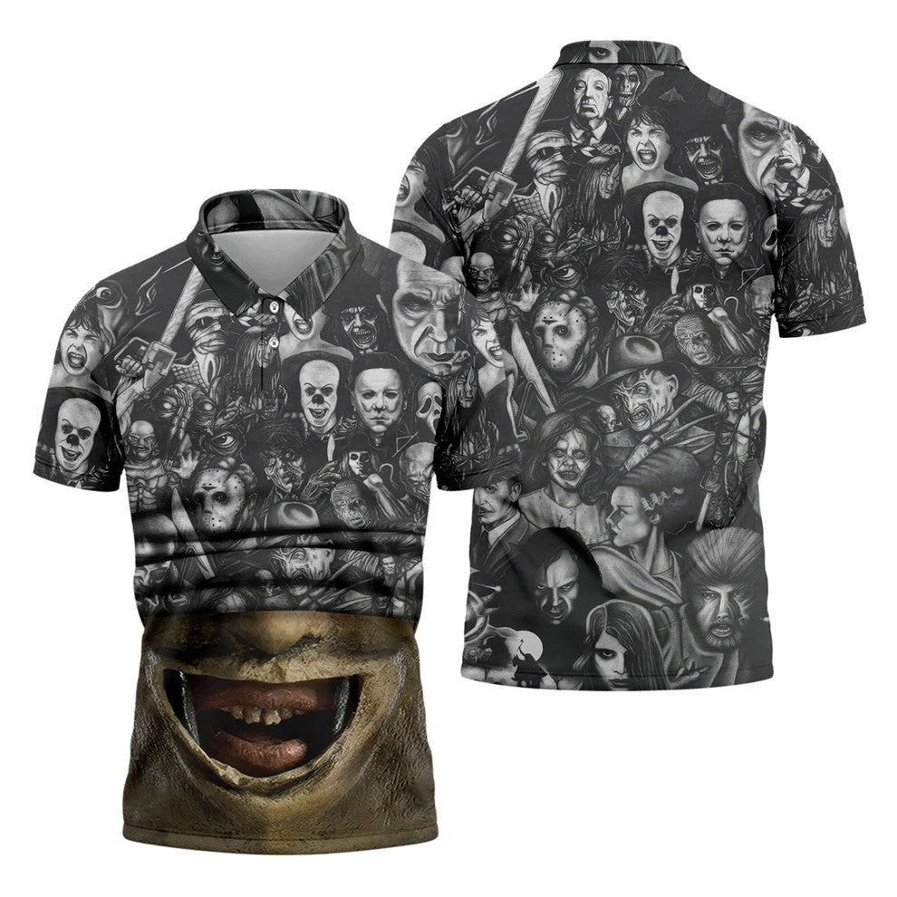 Leather Mask Horror Character Halloween Polo Shirt, Mens Polo Shirts, Golf Apparel For Men